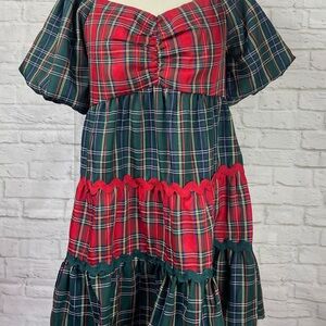 Plus Size Plaid Holiday Dress (1X)